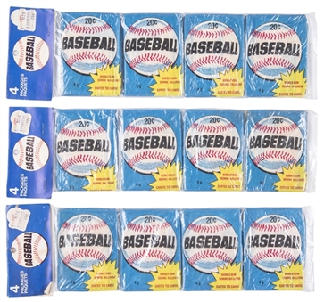 1980 O-Pee-Chee Baseball Unopened Rack Packs (4 Packs) - Lot of 3